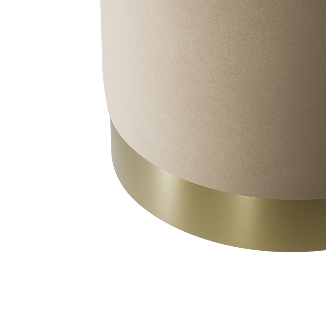 Lara Beige Velvet & Brushed Gold Pouffe | Small